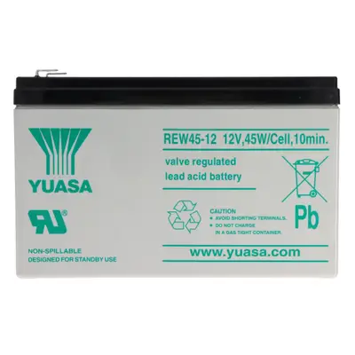 Yuasa REW45-12 batterie rechargeable à haute intensité 12V avec 8Ah, faston 6.3mm contacts de fiche