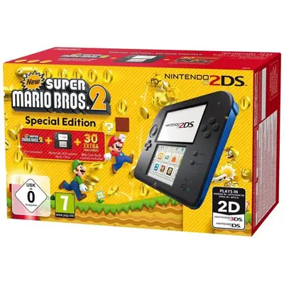 Console Nintendo 2DS - noire & bleue + New Super Mario Bros. 2