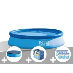 Kit piscine autoportée Intex Easy Set 3,05 x 0,76 m (avec filtration) + Bâche à bulles + Bâche de protection + 6 cartouches de filtration