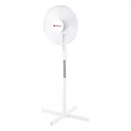 Ventilateur sur pied anti-basculement, réglable sur 3 niveaux de vitesse, 42W blanc avec protection contre la surchauffe