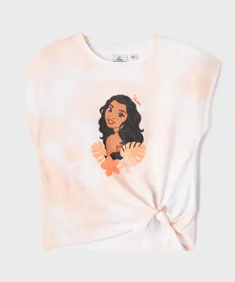 Tee-shirt manches courtes loose tie-and-dye imprimé fille - Vaïana - GEMO