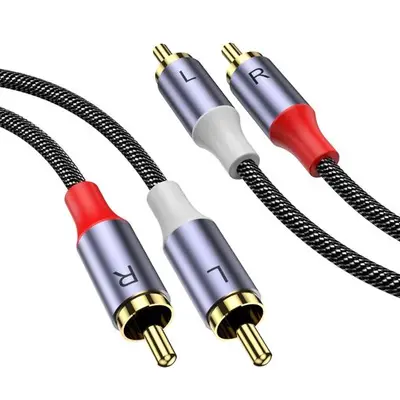 MEVRONISSHOP-Câble Stéréo RCA, RCA Mâle vers Mâle Stéréo Câble Audio Auxiliaire Subwoofer 1m, Plaqué or 24 Carats en Nylon Tressé pour Home Cinéma Audio HDTV Haut Parleurs de Voiture