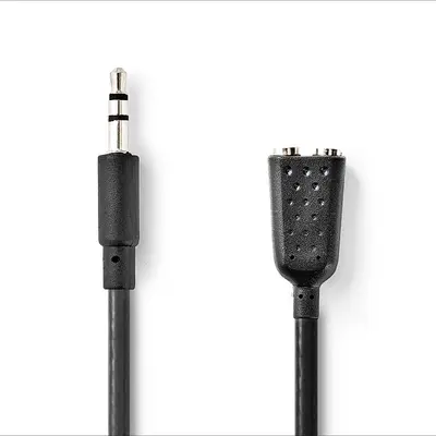 Câble Répartiteur Audio Jack Spilt Stéréo 20 Cm 2 Connecteurs De Sortie Noir Nedis