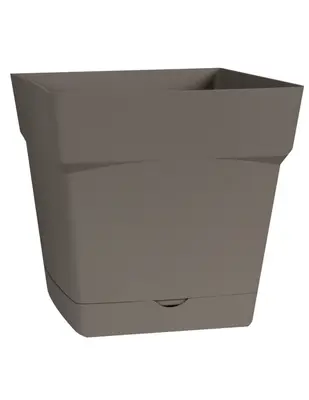 Pot Plastique Carré Toscane Soucoupe Intégrée Taupe 24,8 X 24,8 X 24 - - Jardin > Pots Et Jardinières